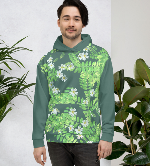 Hoodie dengan gambar tumbuhan dan bunga